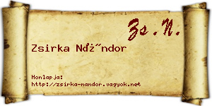 Zsirka Nándor névjegykártya